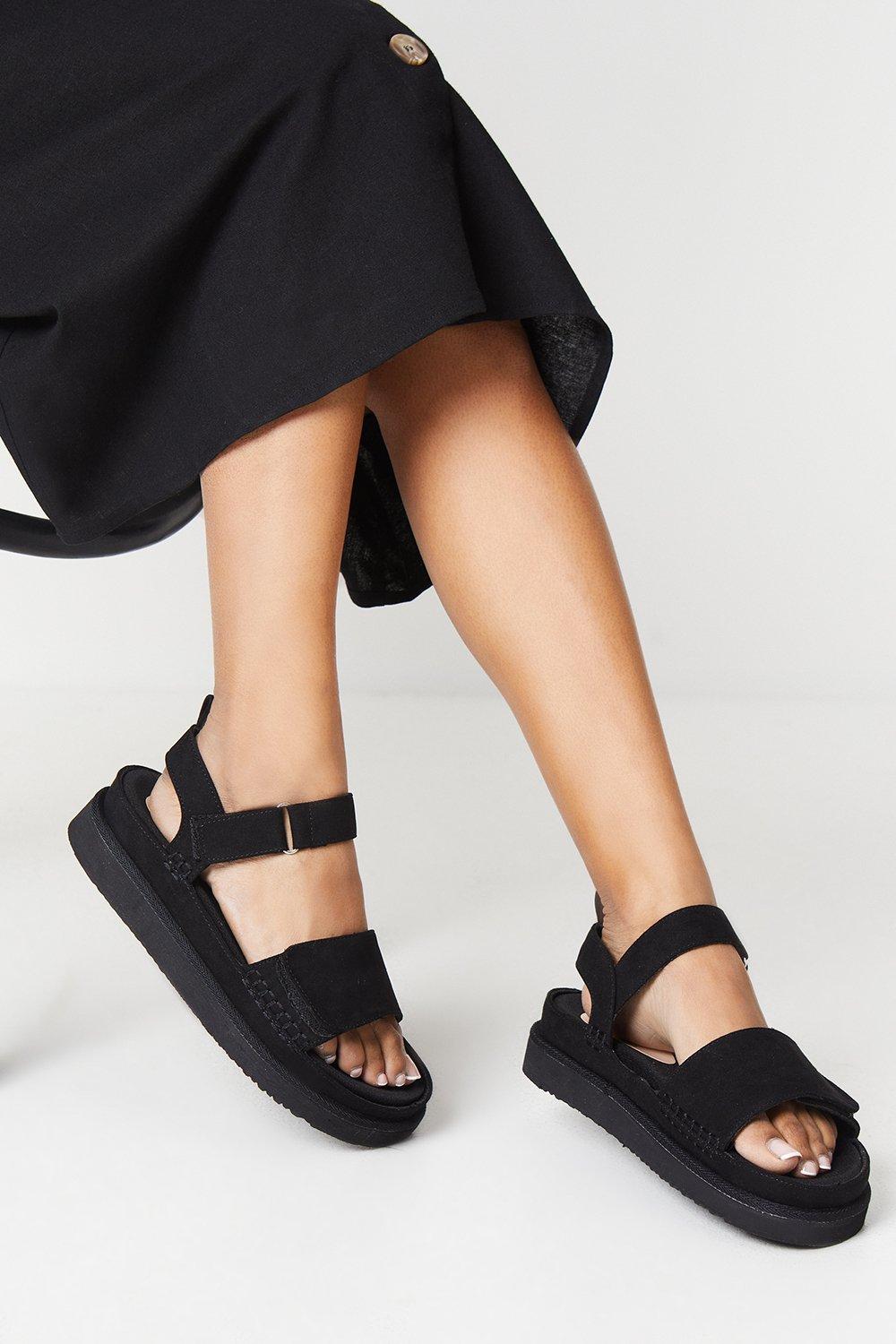 Womens Good For The Sole: Wide Fit Magnus Comfort Flatform Adjustable Strap Sandals
